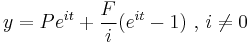 y = Pe^{it} %2B \frac{F}{i}(e^{it}-1)\mbox{ , }i \ne 0