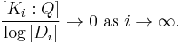  \frac{[K_i�: Q]}{\log|D_i|} \to 0\text{ as }i \to\infty. 