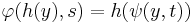 \varphi(h(y),s) = h(\psi(y,t))