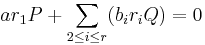 ar_1P %2B \sum_{2 \leq i \leq r}(b_ir_iQ) = 0