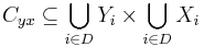 C_{yx}\subseteq \bigcup_{i \in D} Y_i \times \bigcup_{i \in D} X_i