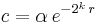 c=\alpha\,e^{-2^k\,r}