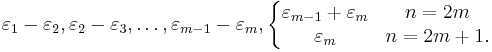 \varepsilon_1-\varepsilon_2, \varepsilon_2-\varepsilon_3, \ldots, \varepsilon_{m-1}-\varepsilon_m, \left\{\begin{matrix}
\varepsilon_{m-1}%2B\varepsilon_m& n=2m\\
\varepsilon_m & n=2m%2B1.
\end{matrix}\right.