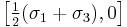 \left[\tfrac{1}{2}(\sigma_1 %2B \sigma_3), 0\right]\,\!