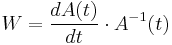 W = \frac {dA(t)} {dt} \cdot A^{-1}(t) 