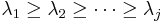 \lambda_1\geq\lambda_2\geq\cdots\geq\lambda_j