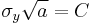  \sigma_y\sqrt{a} = C 