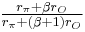  \begin{matrix} \frac {r_{ \pi }%2B \beta r_O} {r_{ \pi} %2B( \beta %2B1)r_O} \end{matrix}  \begin{matrix} \end{matrix} 