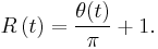 R\left(t\right) = \frac{\theta(t)}{\pi} %2B 1.