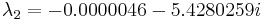 \lambda_{2}= -0.0000046 - 5.4280259i 