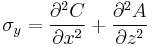 \sigma_y
= \frac{\partial^2C}{\partial x^2}
%2B \frac{\partial^2A}{\partial z^2}