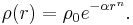 \rho(r) = \rho_0 e^{-\alpha r^n}.