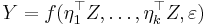 Y=f(\eta_1^\top Z,\ldots,\eta_k^\top Z,\varepsilon)