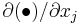 \partial{(\bullet)}/\partial x_j