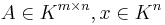 A \in K^{m \times n}, x \in K^n