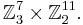 \mathbb Z_3^7 \times \mathbb Z_2^{11}.\ 