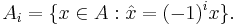 A_i = \{x \in A�: \hat x = (-1)^i x\}.