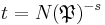  t = N (\mathfrak{P})^{-s} 