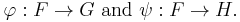 \varphi�: F \rightarrow G\mbox{ and }\psi�: F \rightarrow H.