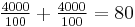 \tfrac{4000}{100} %2B \tfrac{4000}{100} = 80