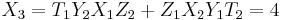 
X_3 = T_1Y_2X_1Z_2  %2B  Z_1X_2Y_1T_2 = 4
