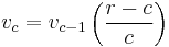  v_c = v_{c-1}\left( \frac{r-c}{c} \right)