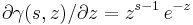 \partial\gamma(s,z) / \partial z = z^{s-1}\,e^{-z}