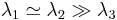  \lambda_1 \simeq \lambda_2 \gg \lambda_3 
