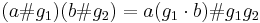 (a  \#  g_1)(b  \#  g_2) = a(g_1 \cdot b)  \#  g_1 g_2