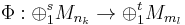 \Phi: \oplus _1 ^s M_{n_k} \rightarrow \oplus _1 ^t M_{m_l}