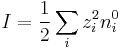 I = \frac {1}{2} \sum_i z_i^2 n^{0}_i