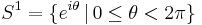 S^1 = \{ e^{i\theta} \, | \, 0 \leq \theta < 2\pi \}