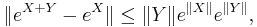  \| e^{X%2BY} - e^X \| \le \|Y\| e^{\|X\|} e^{\|Y\|}, 