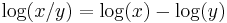 \log(x/y) = \log(x) - \log(y)