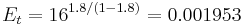 E_t = 16^{1.8/(1-1.8)} = 0.001953