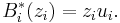 B_{i}^{*} (z_{i}) = z_{i} u_{i}.