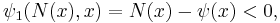  \psi_1(N(x), x) = N(x) - \psi(x) < 0, 