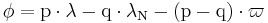  \phi = \rm p\cdot\lambda - \rm q\cdot\lambda_{\rm N} - (\rm p-\rm q)\cdot\varpi 