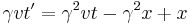 \gamma v t' = \gamma^2 v t - \gamma^2 x %2B x \,