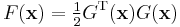 F(\mathbf{x}) = \tfrac{1}{2} G^\mathrm{T}(\mathbf{x}) G(\mathbf{x}) 