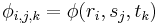 \ \phi_{i,j,k} = \phi(r_i, s_j, t_k) 