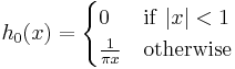 h_0(x) = \begin{cases} 0&\mathrm{if\ }|x|<1\\ \frac{1}{\pi x} &\mathrm{otherwise} \end{cases}