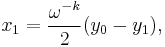 x_1 = \frac{\omega^{-k}}{2} (y_0 - y_1), \, 