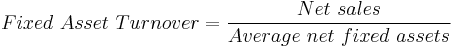 Fixed\ Asset\ Turnover = \frac{Net\ sales}{Average\ net\ fixed\ assets}