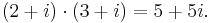 (2%2Bi)\cdot(3%2Bi) = 5%2B5i.