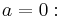 a=0: