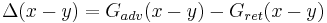 \,\Delta(x-y) = G_{adv} (x-y) - G_{ret}(x-y)