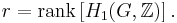  r = \text{rank}\left[H_1(G,\Z)\right]. 