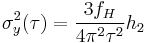 \sigma_y^2(\tau) = \frac{3 f_H}{4\pi^2\tau^2}h_2