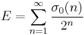 
E=\sum_{n=1}^{\infty}\frac{\sigma_0(n)}{2^n}
